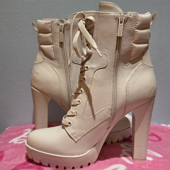 Guess Women's Talore Faux Leather Heeled Ivory Boot, Size 10M - Picture 5 of 11